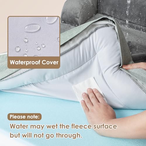 Image of EHEYCIGA Orthopedic XL Dog Bed, Waterproof Memory Foam for Extra Large Dogs, Non-Slip Bottom, Egg-Crate Foam Couch With Washable Removable Cover, Greyish Green