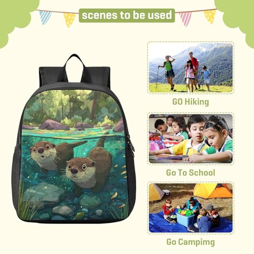 RunningBear Otters Fishes Teal Kids Backpack for Boys Girls Lightweight Nursery Travel Bag for Travel3