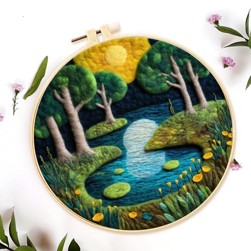 IWANTDIY Needle Felting Kit for Adults Beginner, with Fruit of The Tree Pattern Felt Starter Kits Embroidery Wool Painting Kits for DIY Home Decor