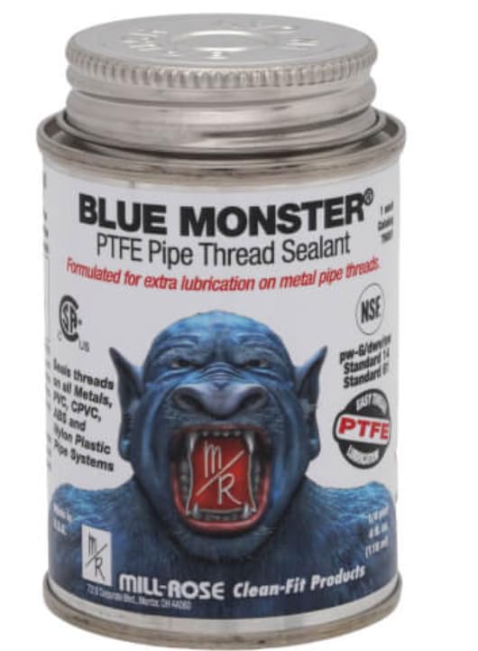 76001 Blue Monster Pipe Thread Sealant, 4 Oz Single Can 1/4pt PTFE Pipe Thread sealant Extra Lubrication on Metal Pipe Threads
