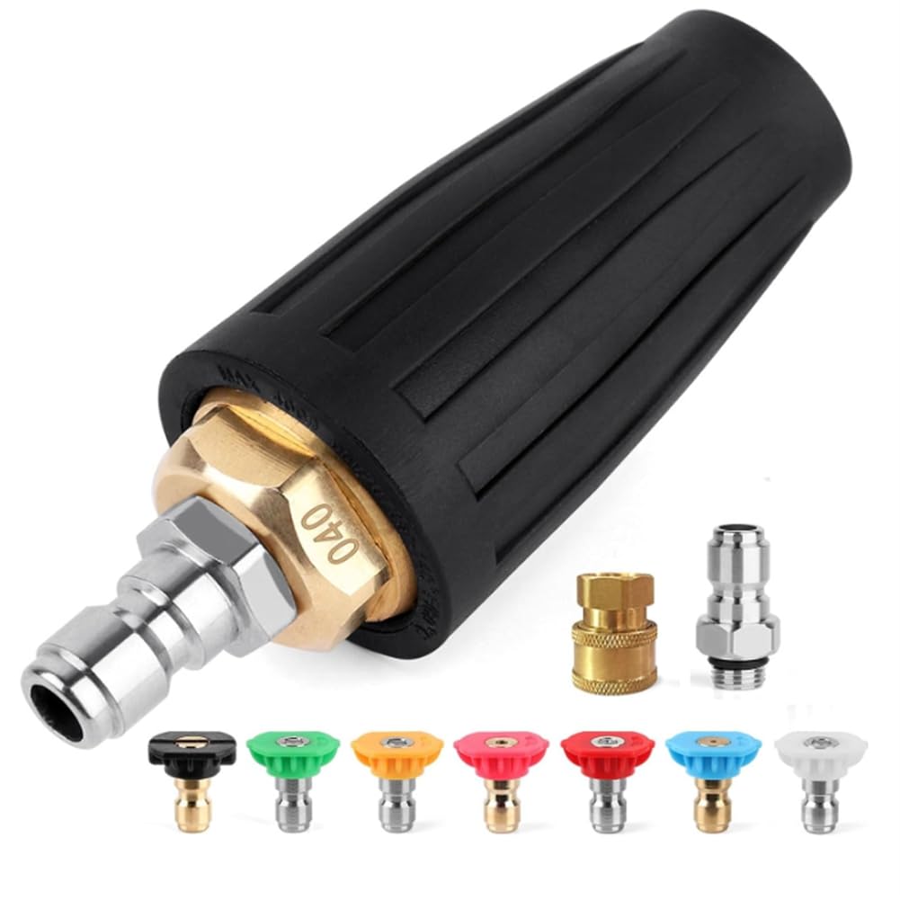 Littimoon Pressure Washer Turbo Nozzle, 7 Power Washer Nozzle Tips, with 1/4In+3/8In Quick Connect