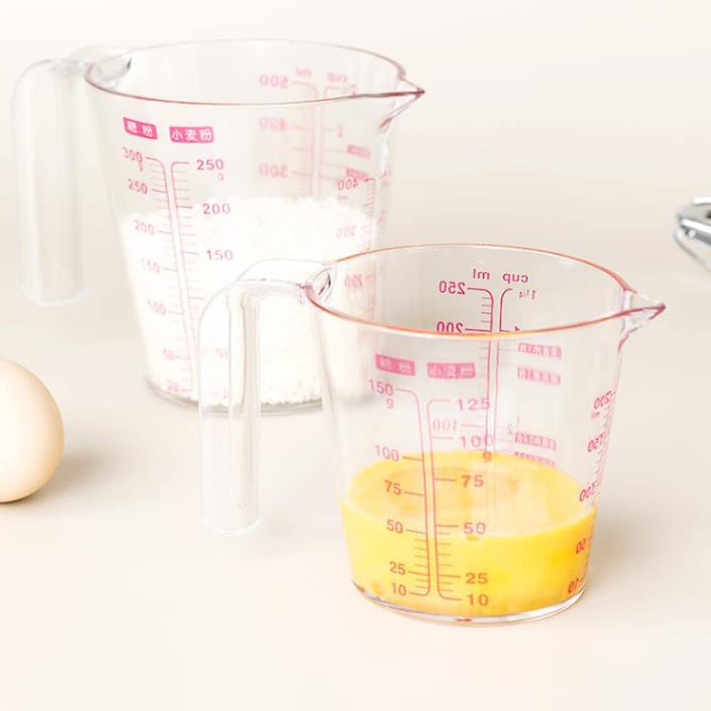 Herramientas para Hornear Tazas medidoras con Escala Tazas medidoras de plástico Ml Tazas medidoras de Pesca para Cocina Durable (Transparente)