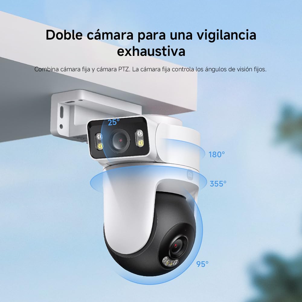 XIAOMI Cámara Exterior CW500 Dual - Calidad de Imagen Ultra HD Doble 2.5K, Detección AI, Wi-Fi 6 de Doble Banda, Chip de Seguridad