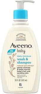 Baby Daily Moisture Wash & Shampoo | Gentle Cleanser for Head to Toe | Tear Free & Soap Free Formula with Active Natural Oats | for Dry & Sensitive Skin | US Pediatrician Recommended, 532ml