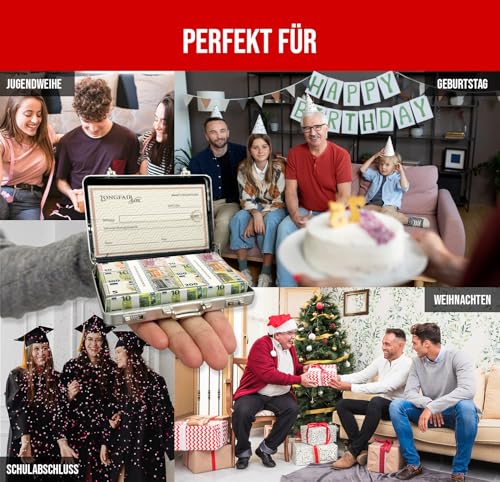 Geldgeschenk | Geldkoffer aus Aluminium in Miniaturformat zum Verschenken von Geld | Geschenkbox mit Geldversteck und Grußkarte