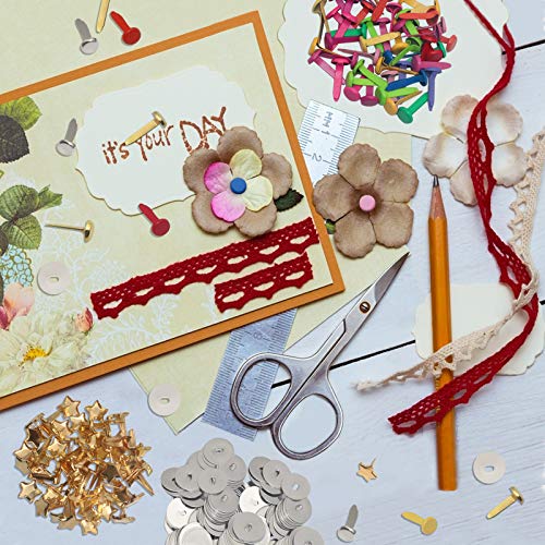 200 Pieces Paper Fasteners Brads, Multi Color Mini Brads Round Fasteners With 200 Pieces Silver Washers And Single Hole Metal Punch Pliers, Metal Paper Brads For Craft, Scrapbooking, Diy Supplies #TOP2