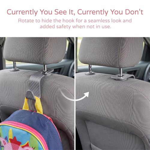 Image of 4PCS Car Seat Headrest Hooks, Auto Back Seat Hanger Holder, Durable Stylish Vehicle Organizer Universal Car Interior Accessories, Storage Hooks for Purses, Bags, Clothes (Carbon Fiber /Grey)