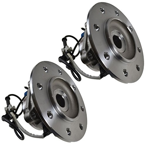 Image of TRQ Front Driver and Passenger Side Wheel Bearing and Hub Assembly Set 2 Piece Compatible with 96-00 Chevrolet K2500 4WD with 8 Lug Wheels 96-00 K3500 4WD 96-99 GMC K1500 4WD with 8 Lug Wheels