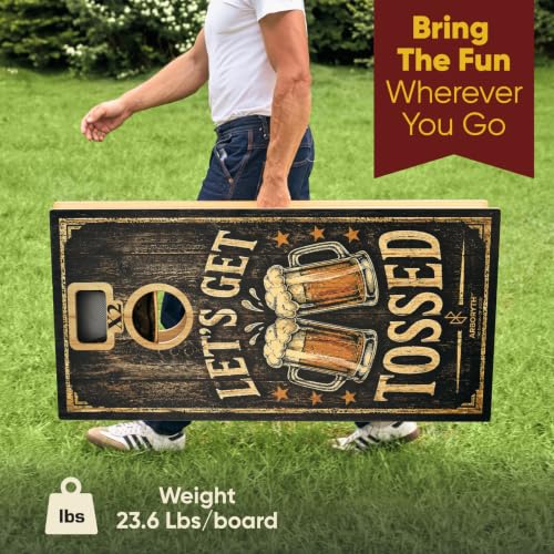 Image of Solid Wood Cornhole Board Set - Natural, 8 Bean Bags | Premium Wooden Boards, 8 All-Weather Bean Bags, Integrated Bean Bag Storage, Foldable Legs