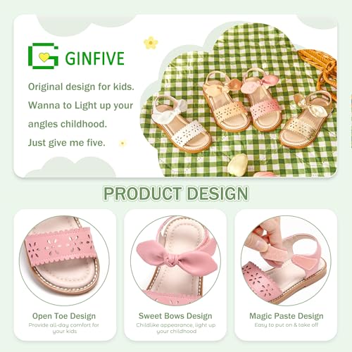 Image of GINFIVE Toddler Girls Sandals Little Girls Kids Summer Shoes Toddler Sandals