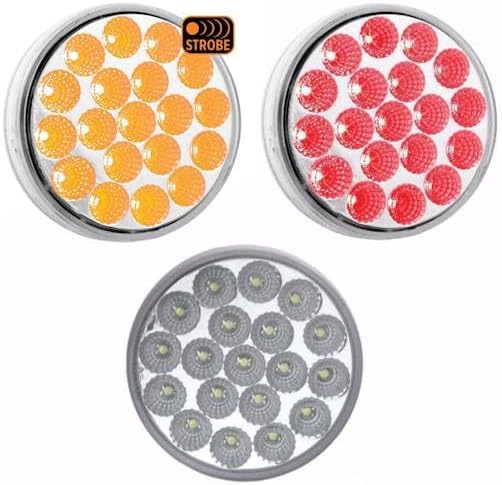 Generic 4'' Round Dual Revolution Stop Tail Turn LED Light With Amber Strobe
