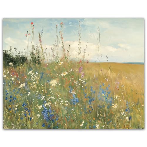 Field of Wildflowers Landscape Painting Wall Art 16x20 Unframed Print