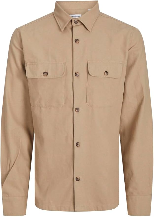 JACK & JONES Heren Jjdarren Flannel Overshirt Ls Vrijetijdshemd, Crockery., S