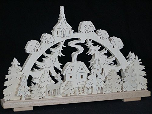 Arche lumineuse bois de qualité supérieure paysage montagnard de Noël et église