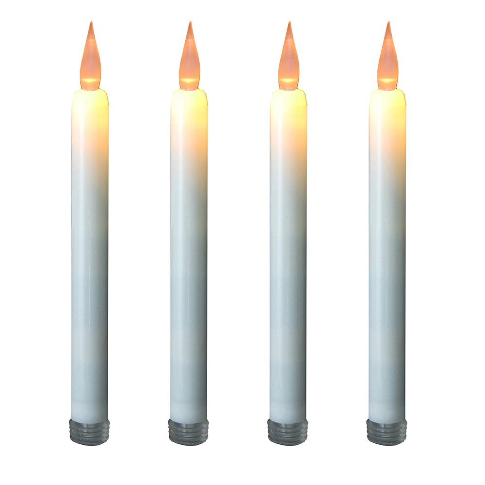 LumaBase Battery Operated Taper Candles, Soft White - Set of 4