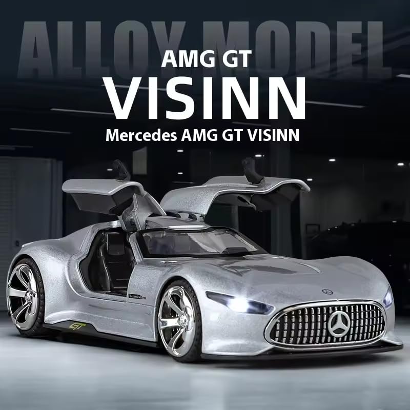 Image of Alokik Enterprise Marcades Benz AMG Vision GT Supercar Alloy 1:32 Scale Model Die-cast Metal Car Scale Model Pull-Back Toy car with Light & Sound Best Gifts Toys Kids【Silver】