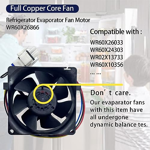 Compare WR60X26866 Evaporator Fan Motor WR60X26033 WR60X24303