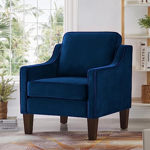 24KF Contemporary Upholstered Tufted Large Leisure Chair Accent Chair, 36INCH Sofa Lounge Club Round Chair for Living Room Hotel with 3 Pillows -Navy