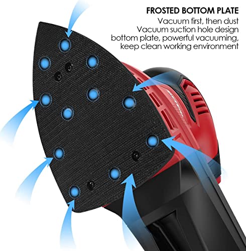 Detail Sander, 200W Electric Hand Sander For Wood, 12500 Rpm Compact Palm Detail Sander Tool With 20 Pcs Sanding Paper, Vacuum Dust Collection Box, For Plywood, Metal, Paint Dry Walls #TOP6