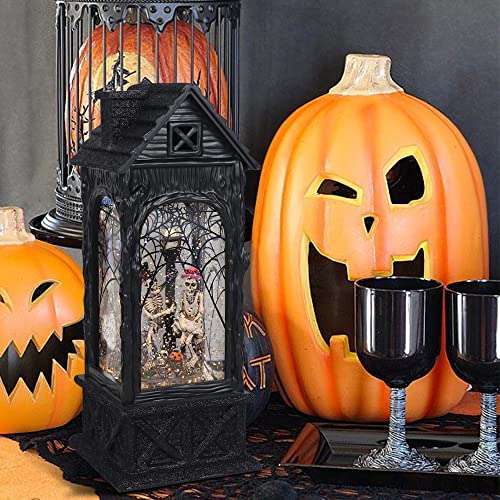 Eldnacele Halloween Ghost Projection Snow Globe Lantern With 6-Hour Timer, Lighted Plug-In & Battery Operated Water Glittering Snowing Globe Lantern For Spooky Fall Halloween Festival Party Decoration #TOP7