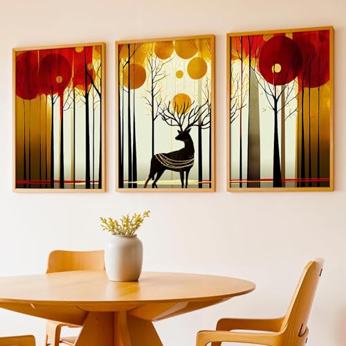 Image of kotart Paintings Modern Art Wall Decor Framed Wall Painting for Living Room, Bedroom - Framed Wall Decor Paintings with Frame - Painting for Wall Decoration Set of 3-D (Art 5, 19x25 inch)