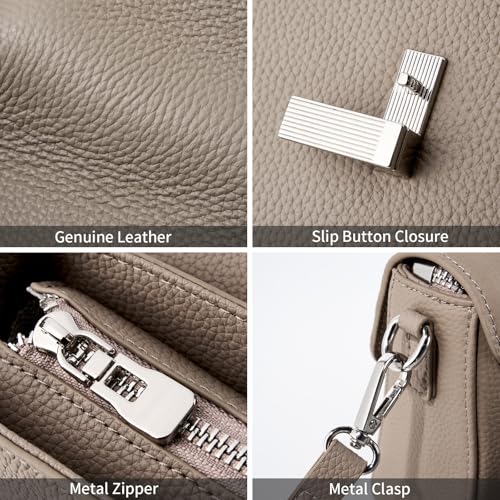Image of Genuine Leather Crossbody Bags for Women Small Cell Phone Purse Bag Wallet Shoulder Handbags with Adjustable Strap