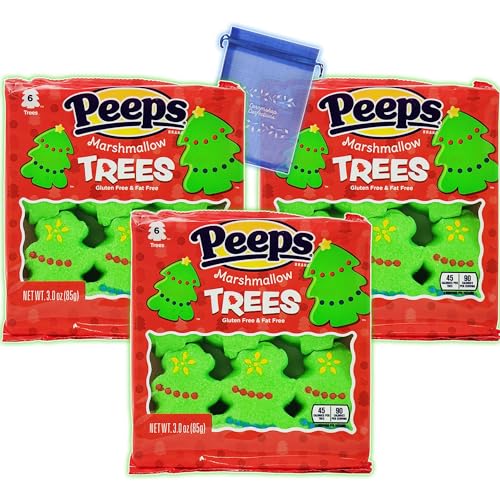 Peeps Trees 18 Tree Stocking Stuffer Bundle Pack 3 einzeln versiegelte geschenkbare 6 Marshmallow-Weihnachtsbaum-Tabletts Strumpffüller Geschenk Urlaubsleckerei mit Cornershop Confections