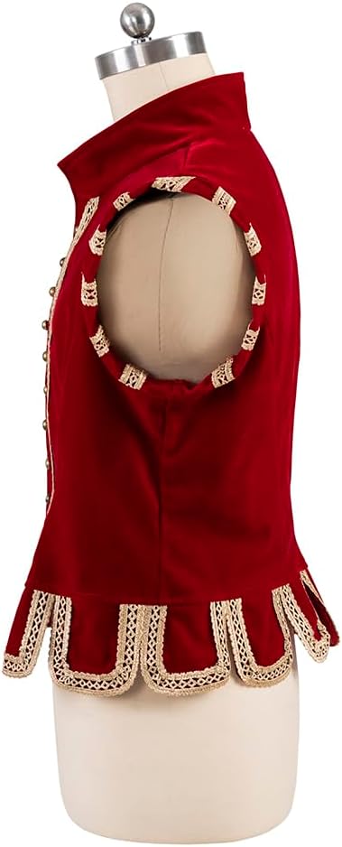 CosplayDiy Mens Tudor Vest Victorian Suit Vest Medieval Gothic Waistcoat Tudor Costume - Image 4