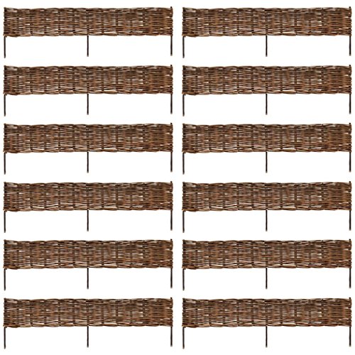 Preisvergleich Produktbild vidaXL Weidenzaun Beeteinfassung Zaun Beetumrandung Palisade Sichtschutzzaun