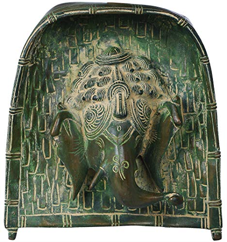 Sculpture en laiton Ganesha suspension murale Inde déco Vert Chola - 2