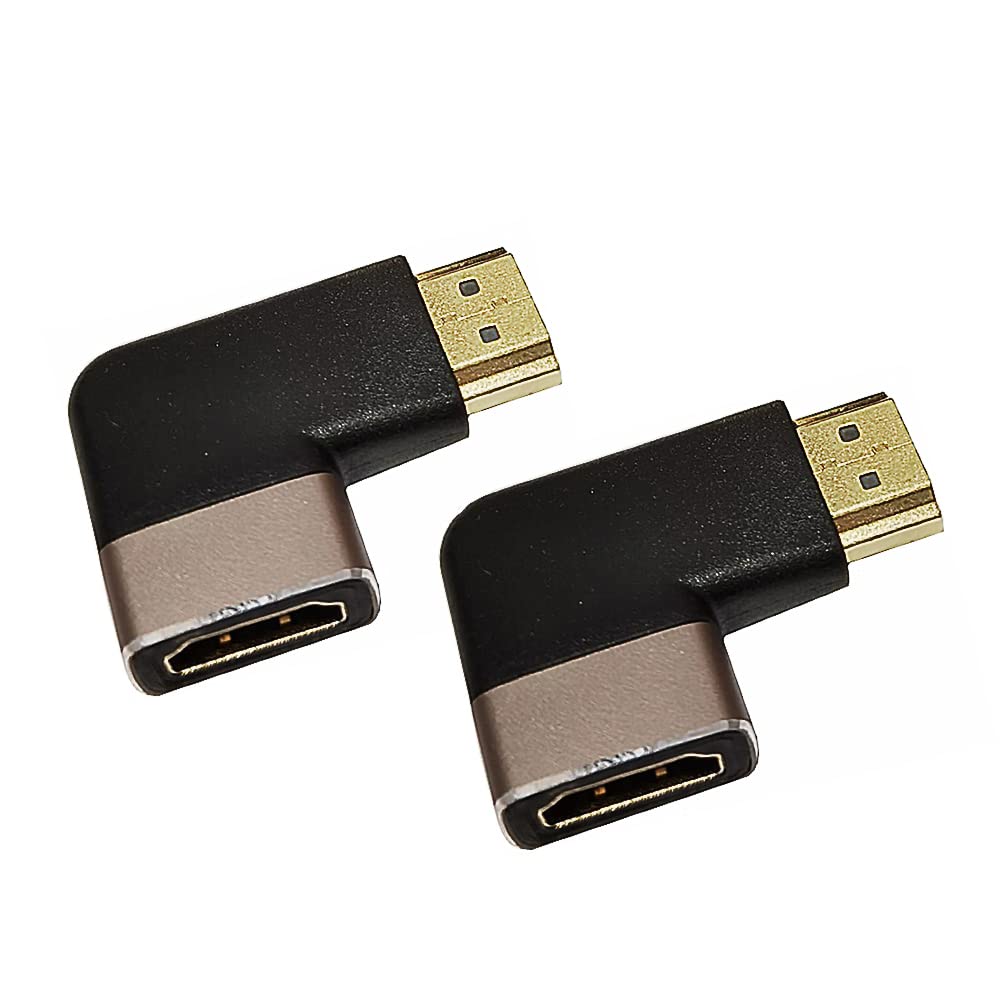 Confezione da 2 estensori HDMI 8K, 90 gradi ad angolo retto HDMI 2.1 versione maschio a HDMI 2.1 versione femmina, adattatore di estensione accoppiatore, 8K @ 60Hz