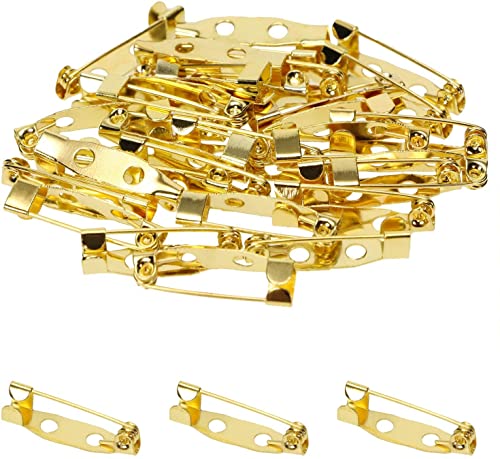 Miniatura 4 de Huaziz 120 Piezas Broche De Pasadores De Barra, Seguridad Y Insignia, 2 Agujeros, 25 Mm Oro Y Plata