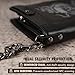 skneephate Mens Leather Wallet With Chain Skull Bifold Wallets Zipper Coin Pocket Rfid Blocking Gift For Him Husband (black)