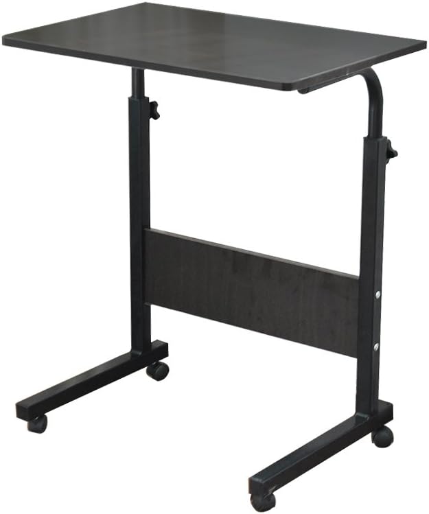 sogesfurnitureLaptop Table Height Adjustable, Mobile Laptop Stand Coffee Table Side Table, portable Laptop Desk Tray for Sofa, Bed, Balcony, Garden, 80x40cm, Black 05#1-80BK-BH