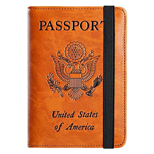 Passport Holder Cover Wallet RFID Blocking Leather Card Case Travel Document Organizer (Earthy Yellow)