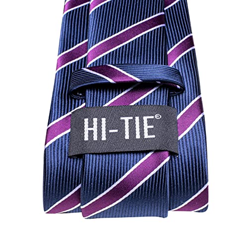 Image of Hi-Tie Men's Tie Sets Silk Paisley Striped Necktie Pocket Square Cuff-links Sets Wedding Business Holiday