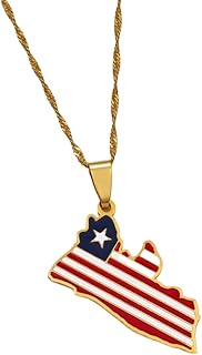 Liberia Country Map Flag Pendant Necklaces For Women Men Lightweight Charm Liberian Maps Jewelry