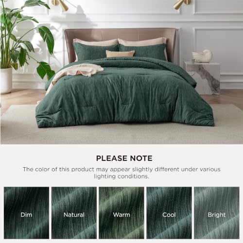Image of Bedsure Full Comforter Set - Emerald Green Soft Bedding for All Seasons, Cationic Dyed Bed Set, 3 Pieces, 1 Full Size Comforter (82 inchx86 inch) and 2 Pillow Shams (20 inchx26 inch+2 inch)