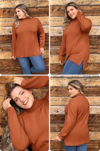Image of TIYOMI Plus Size Sweater Tops for Women Turtleneck Warm Pullover XL-5XL
