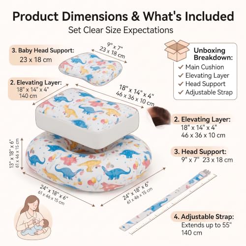Image of Proliva Feeding Pillow for New Born Baby with Detachable Cover Breast Feeding & Maternity Nursing Pillow for Breastfeeding Support for Baby Feeding Pillow for Mom
