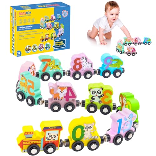 Trem Veículos Magnético de Madeira Montessori Educativo Brinquedo...