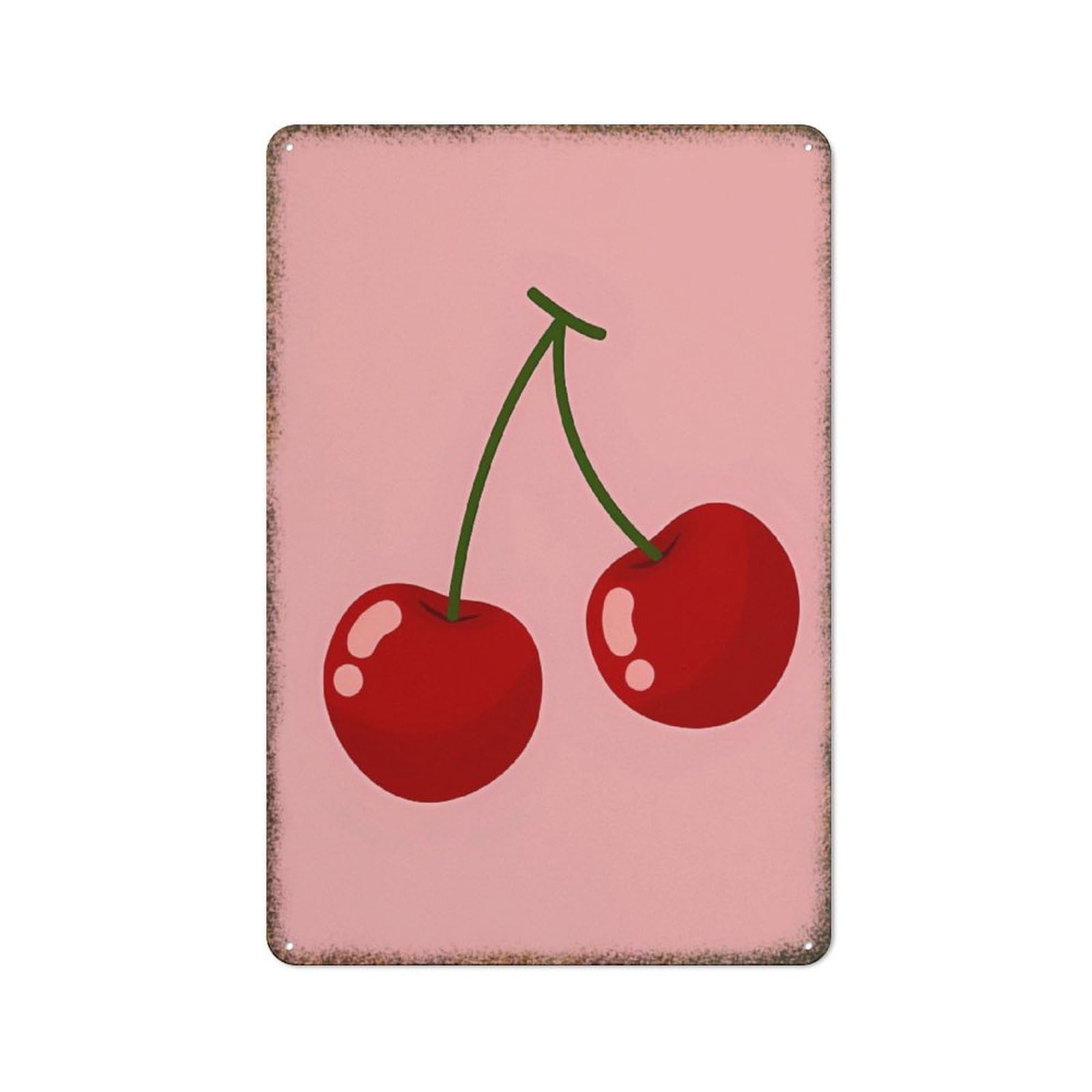 Fresh Cherry Fruit Kitchen Retro Metal Poster Interesting Style Farmhouse Home Guest Wall Decor Sign 8x12 Inch