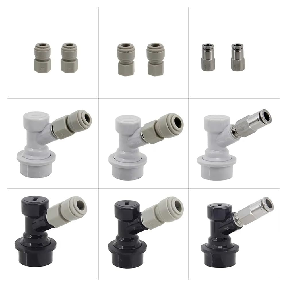 Ball Lock Keg Disconnect 1 Set - Schnellverbinder for Gas- Und Bierleitungen Mit 5/16" Und 3/8" Steckanschlüssen for Selbstgebrautes Bier(A)
