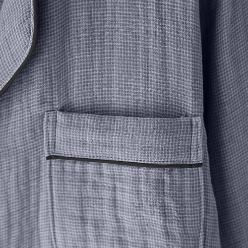 Mens Cotton Pajamas Sets Solid Pocket Comfy Sleepwear Long Sleeve Loungewear Button Down Pajamas and Long Pants4