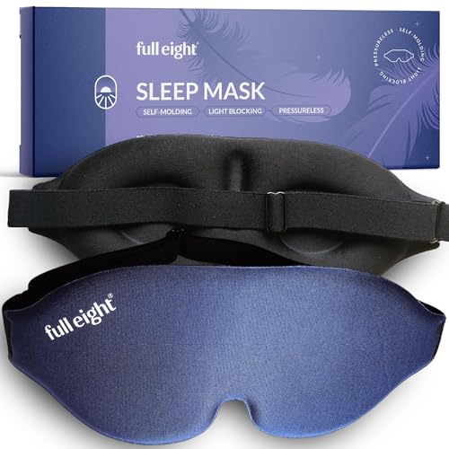 Full Eight Light Blocking Sleep Mask - Pressureless, Memory Foam - Cotton Cooling Liner cover