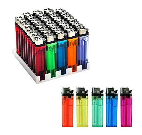 Gloriashoponline Stock 50 Pezzi ACCENDINI Colorati Accendino con Fiamma Regolabile