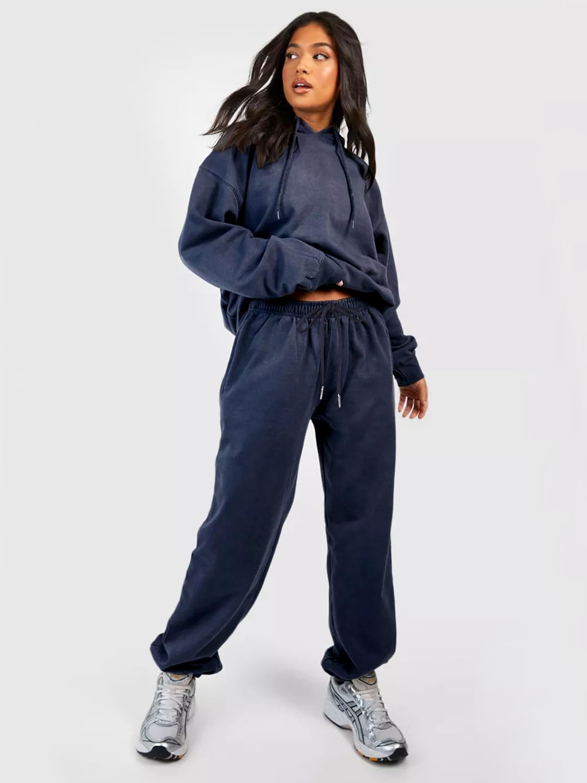 EBANKU Pantalon de survêtement doublé Sherpa pour Femme Pantalon de Jogging Thermique doublé en Polaire avec Poches - Bas épais et Chaud pour l'hiver Survêtement pour Loisirs Gym et Jogging