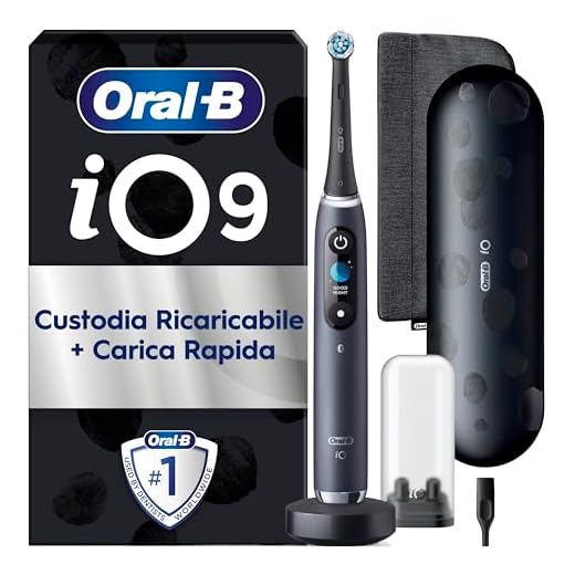 Oral-B Spazzolino Elettrico Ricaricabile iO 9N, Sensore di Pressione, Display Interattivo, Intelligenza Artificiale, 7 Modalità, 1 Testina, 1 Spazzolino, 1 Custodia da Viaggio, Nero, Idea Regalo
