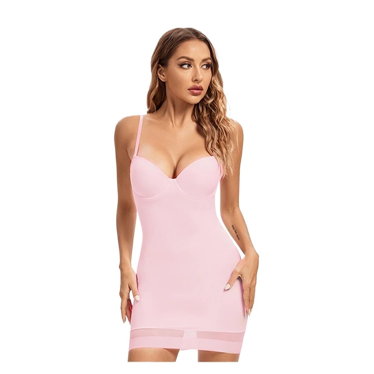 Shapewear Kleid Volle Länge Control Slips Frauen Shapewear Unterwäsche Kleid Mit Bügel Cup Body Shapers Schwarz Beige
