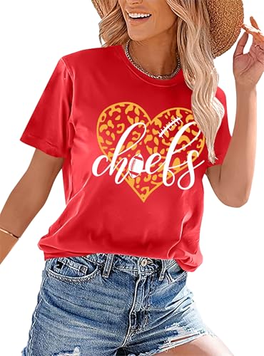 Football Game Day Shirt for Women: Heart Graphic Tee Team Fan Summer Short Sleeve Top4